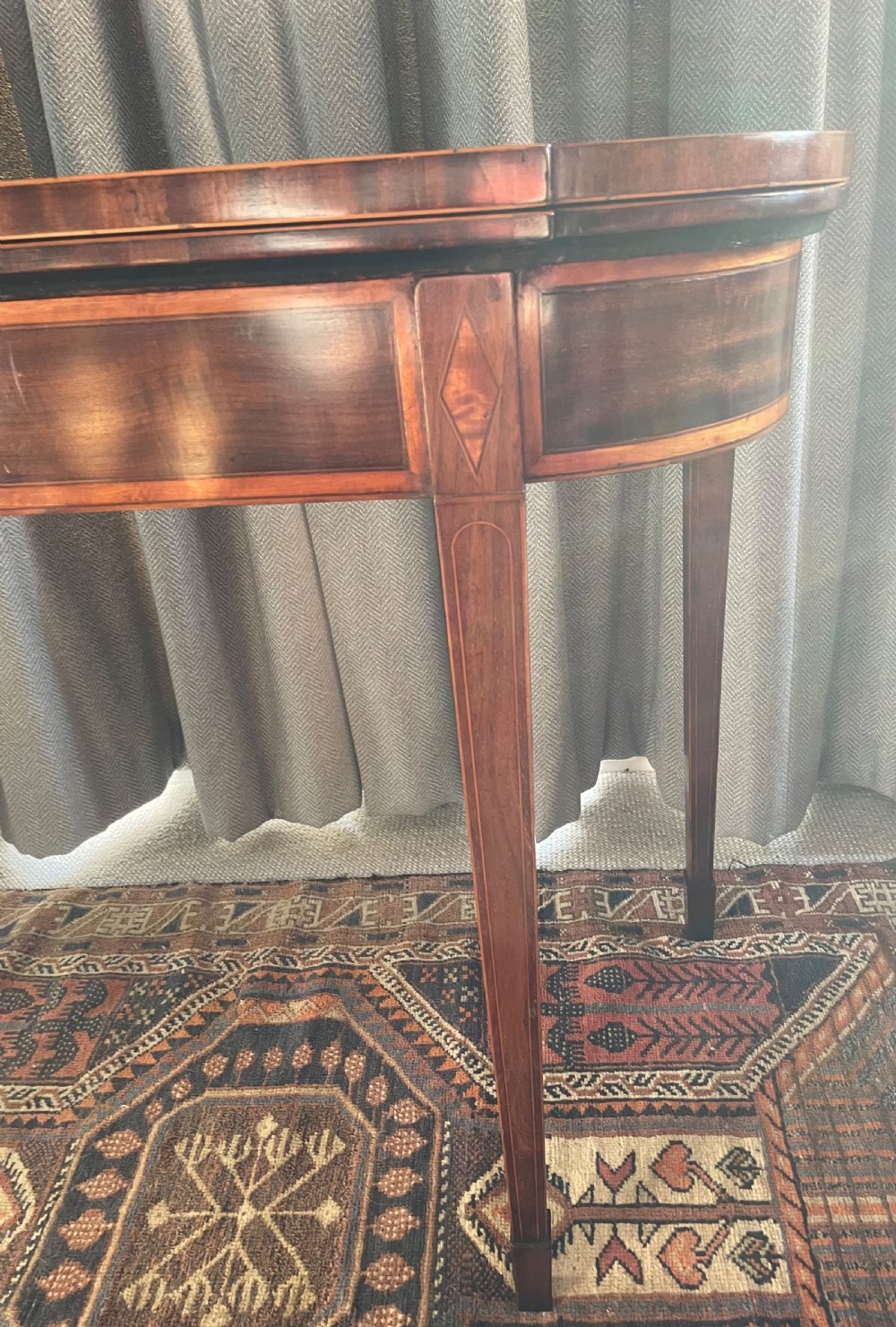 Early 19thc mahogany D end card table c1820 View VII