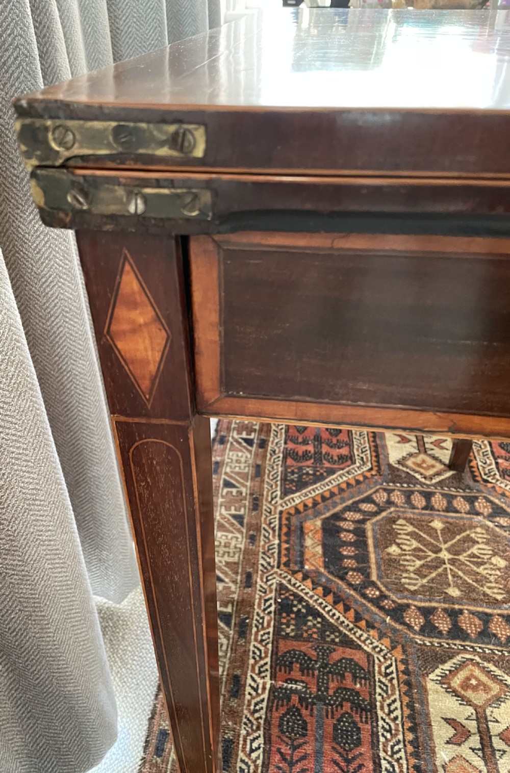 Early 19thc mahogany D end card table c1820 View IX