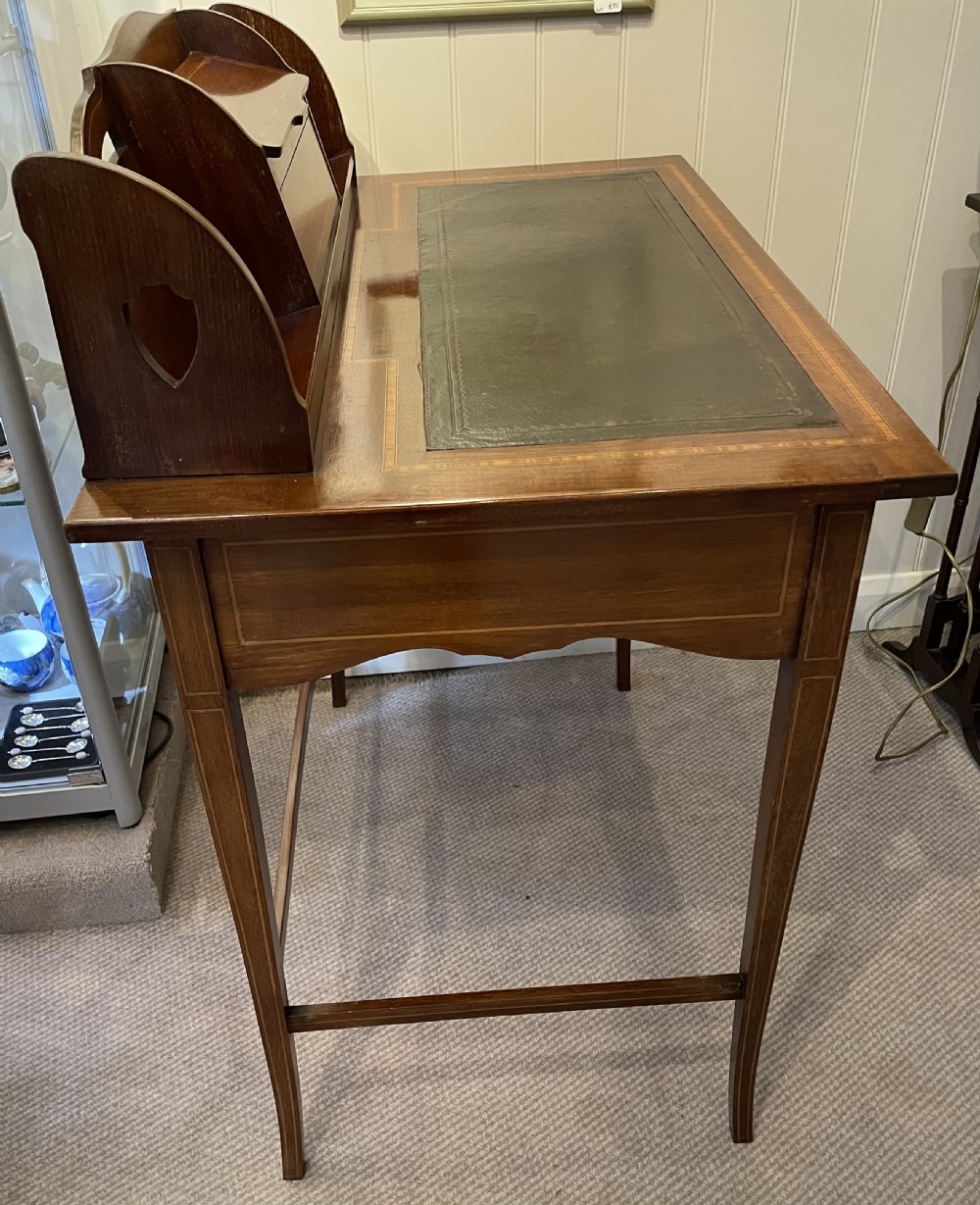 Late 19thc Art Nouveau quality mahogany writing desk c1890 View IX