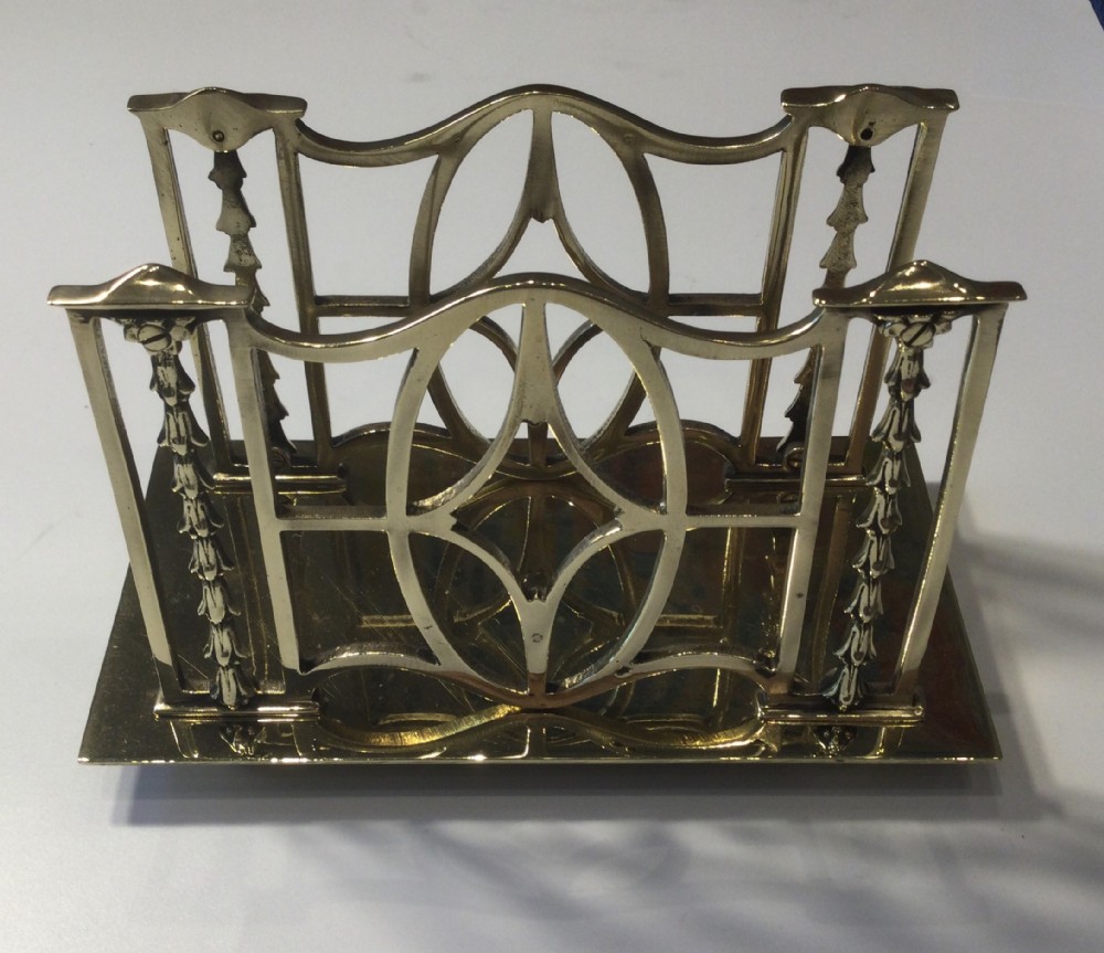 Edwardian quality brass letter desk rack c1900
