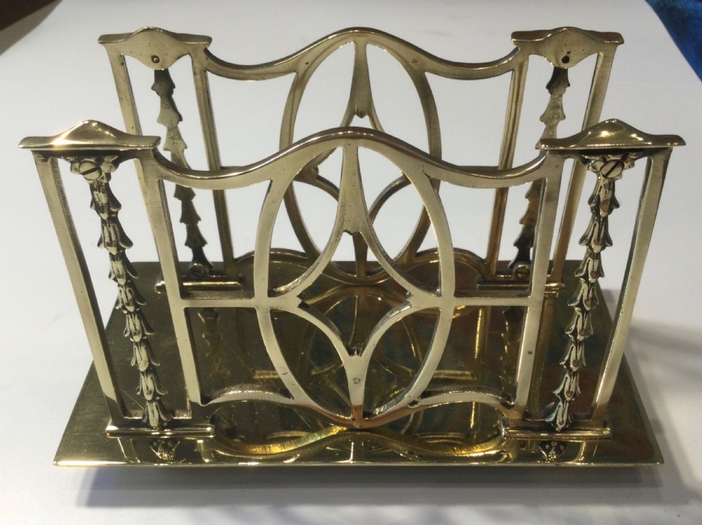 Edwardian quality brass letter desk rack c1900 View II