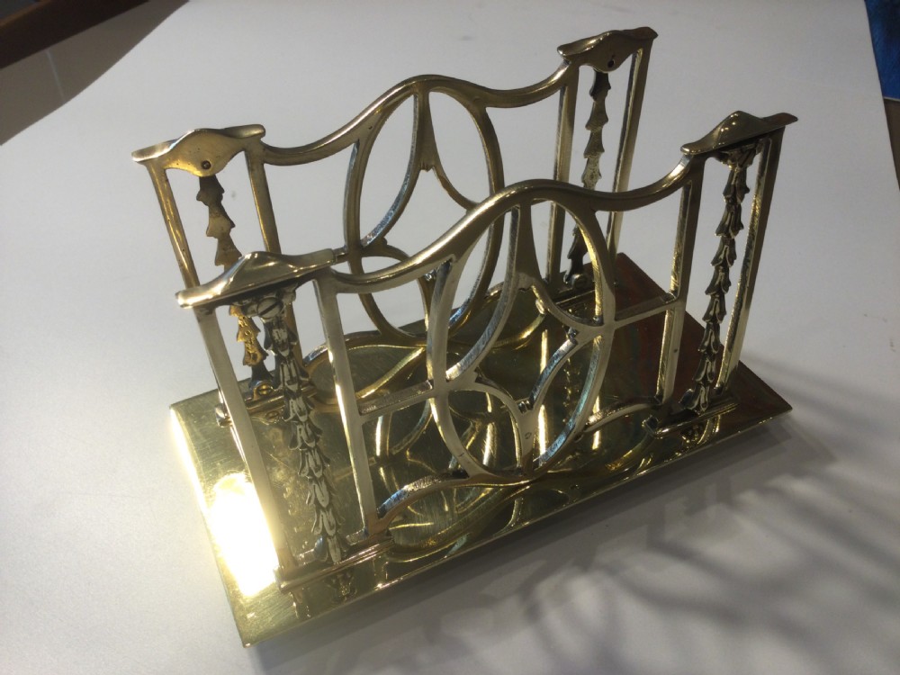 Edwardian quality brass letter desk rack c1900 View VI