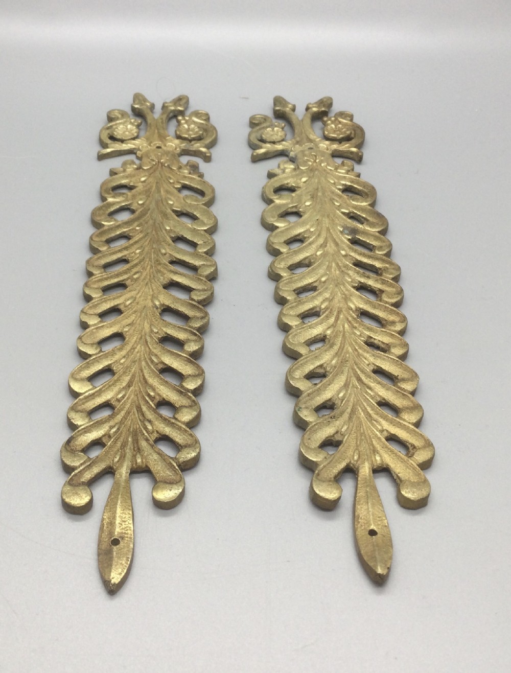 Pair 19thC French ormolu door furniture plates c1880