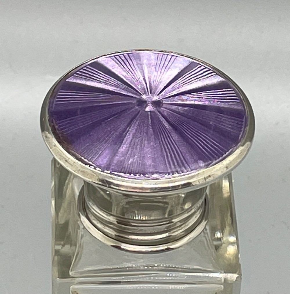 Deco era silver enamel scent bottle Birmingham 1929 View VII