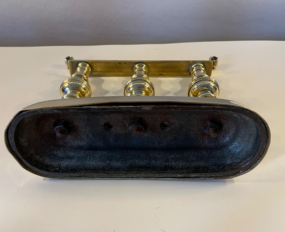 Late Regency pair brass fire dogs tool stands c1840 View VII
