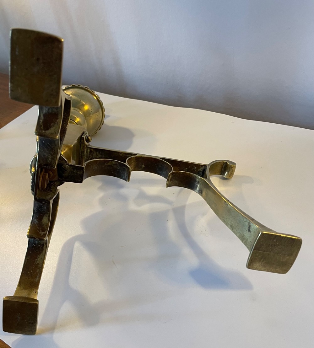 Victorian pair brass fire dogs tool stands c1860 View IX
