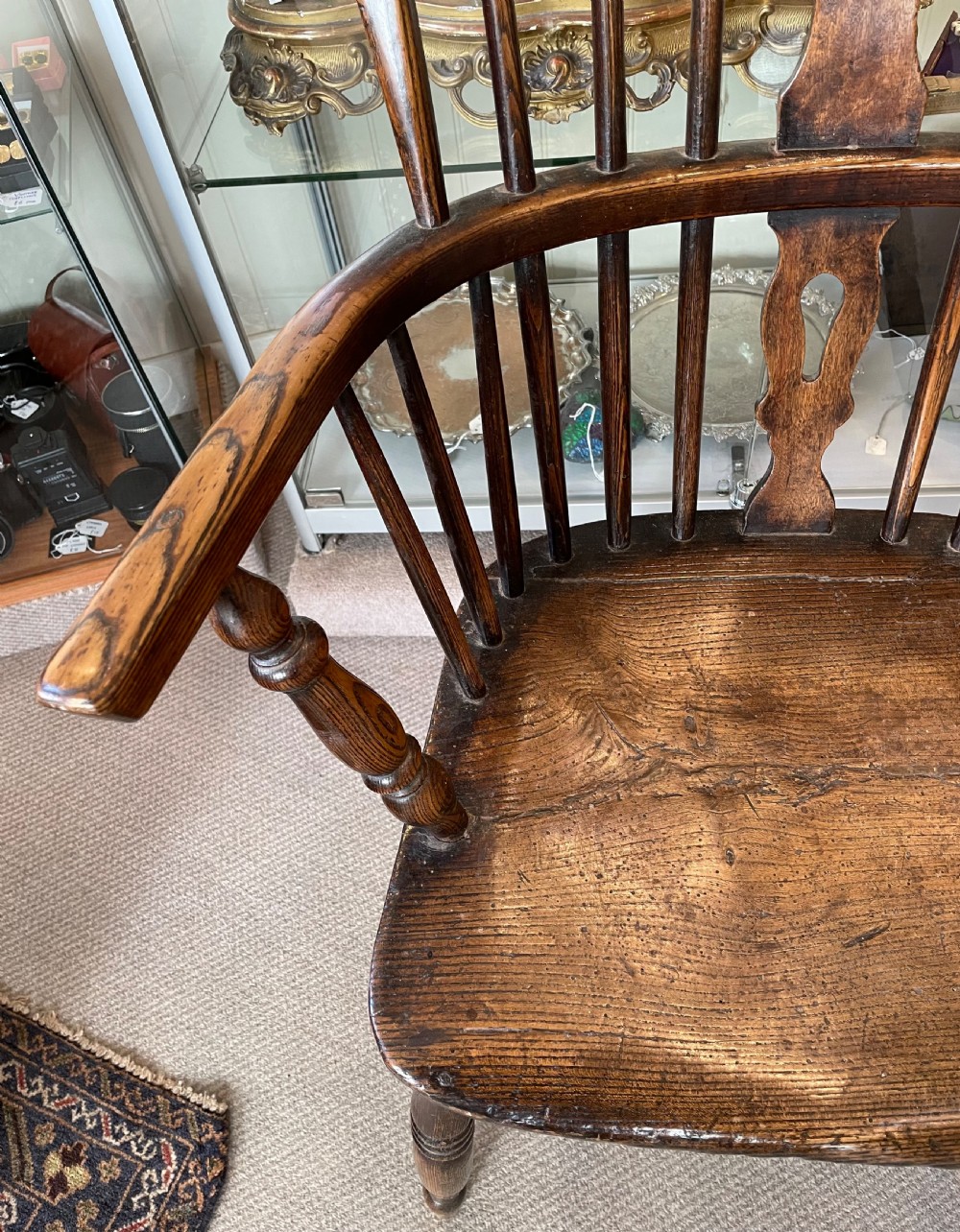 Early 19thc elm and ash Windsor armchair c1840 View III