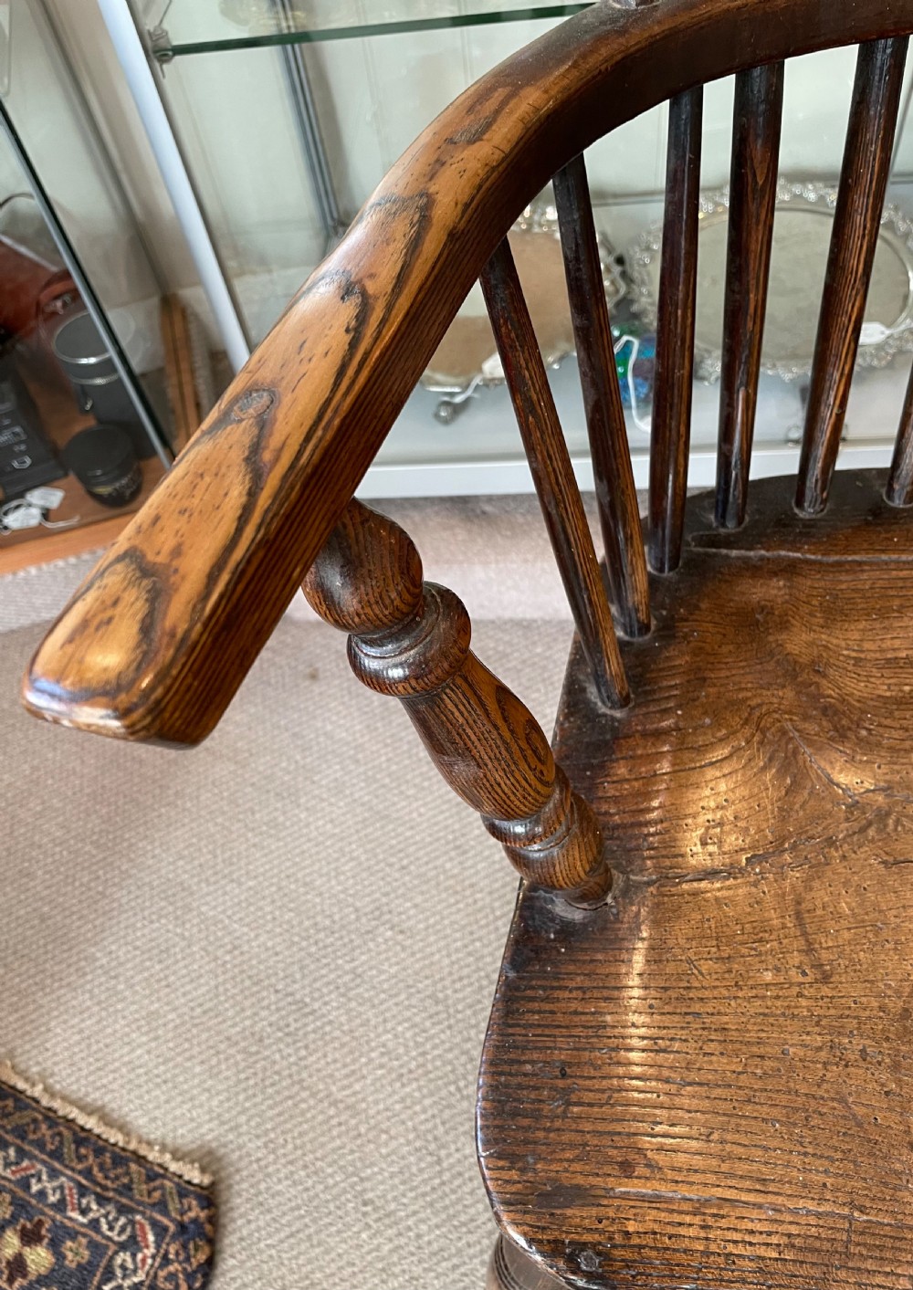 Early 19thc elm and ash Windsor armchair c1840 View XI