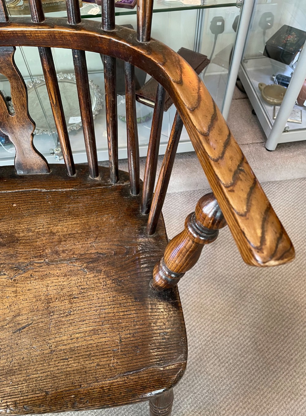 Early 19thc elm and ash Windsor armchair c1840 View XII