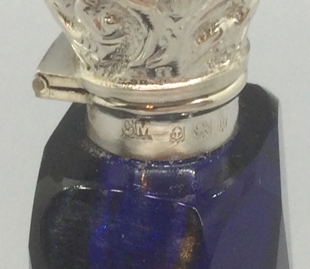 Edwardian silver mounted scent perfume bottle Birmingham 1908 View VII