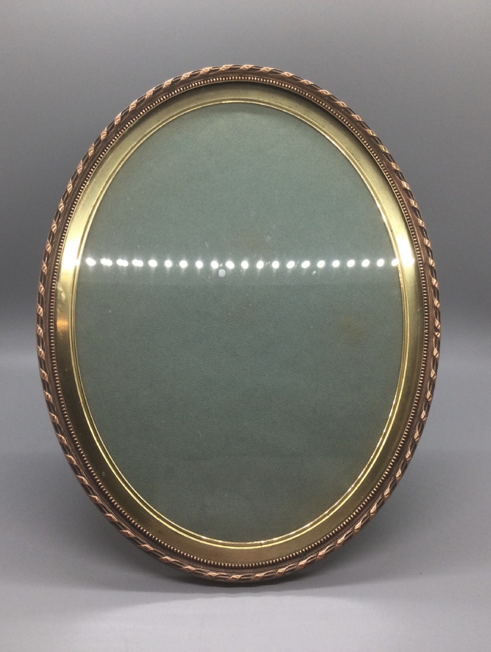 French 19thC oval fine brass photo frame c1880
