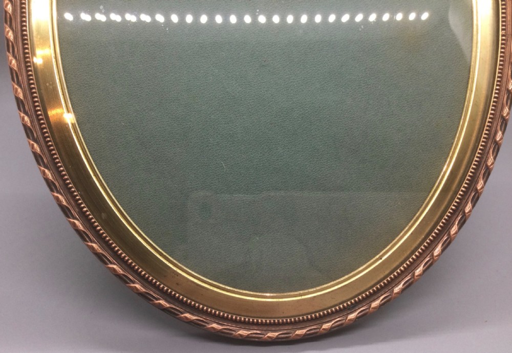 French 19thC oval fine brass photo frame c1880 View II