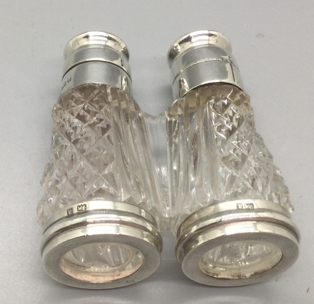 Late Victorian silver mounted double scent perfume bottles Birmingham 1900 View VI