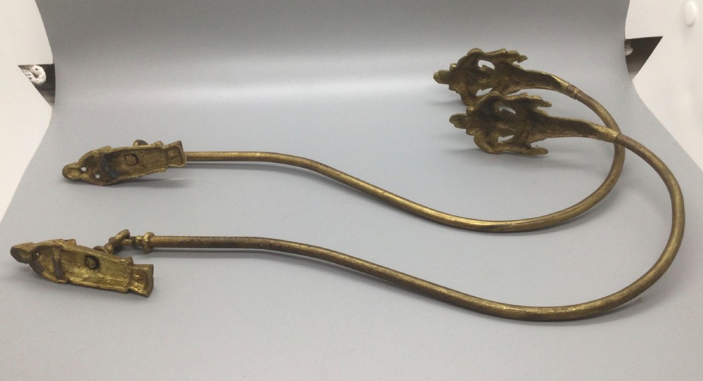 Late 19thC French ormolu curtain supports tie backs c1880 View III