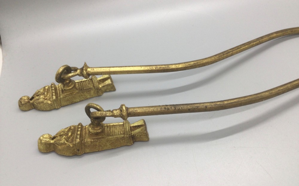 Late 19thC French ormolu curtain supports tie backs c1880 View IV