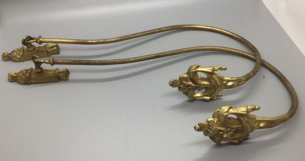 Late 19thC French ormolu curtain supports tie backs c1880 View V