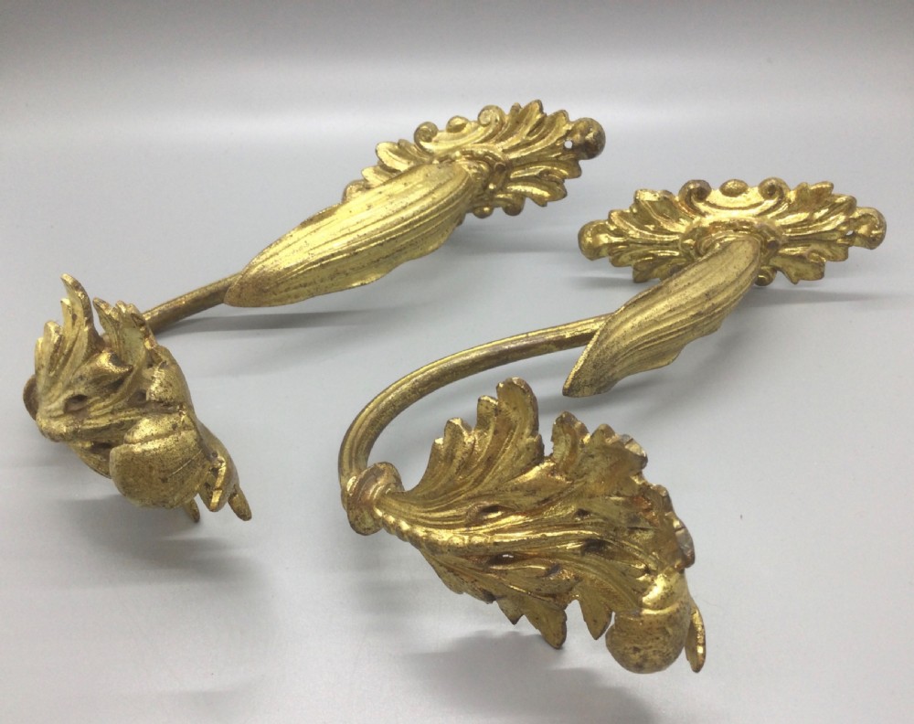 Quality pair 19thC French ormolu curtain tie backs c1880 View II