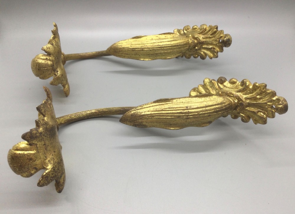 Quality pair 19thC French ormolu curtain tie backs c1880 View III