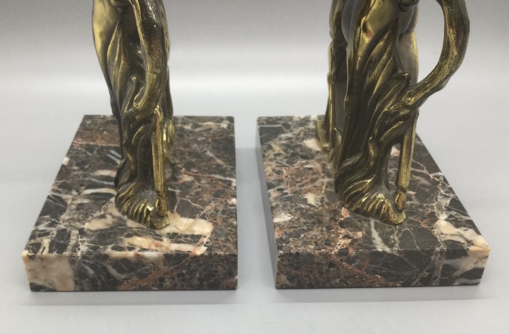 Deco era French spelter deer bookends c1930 View V