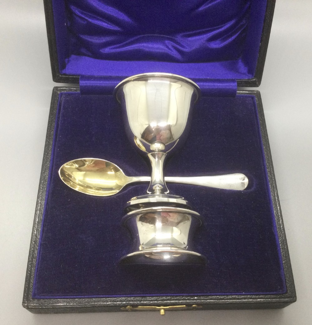 George V silver christening set Birmingham 1929