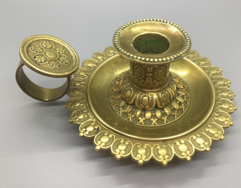 Quality late 19thC French brass candlestick candleholder c1880 View VII