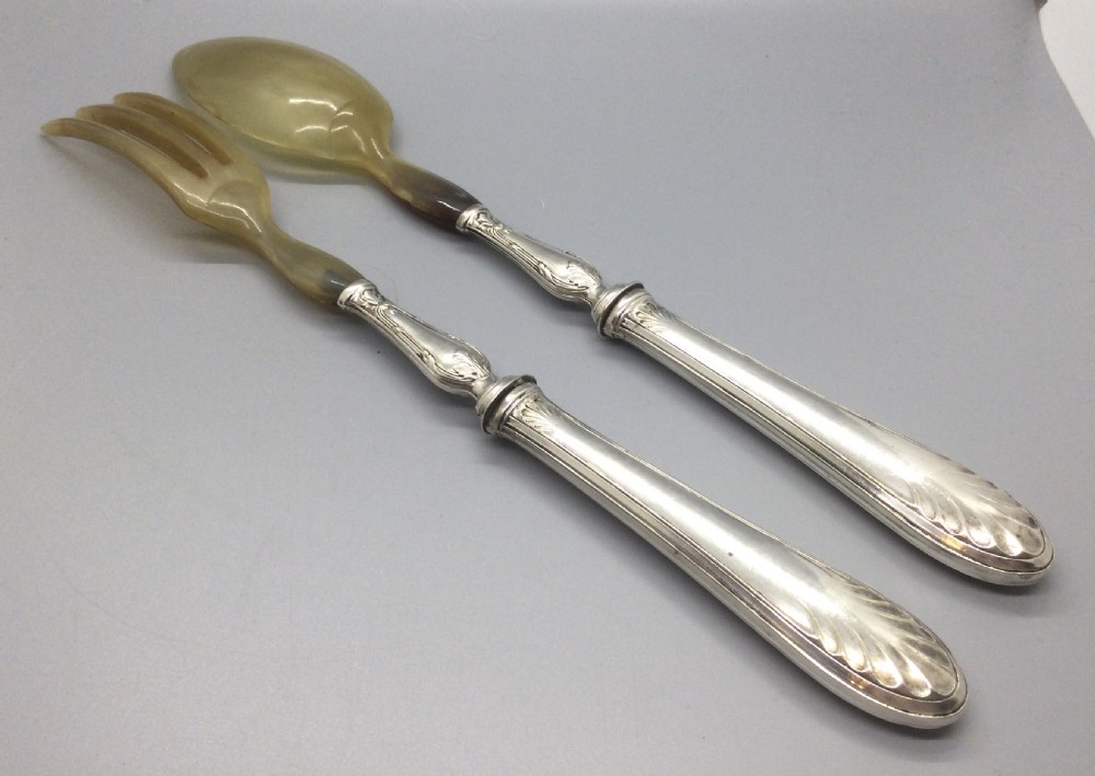 Late 19thC French horn and silver servers c1880 View IV
