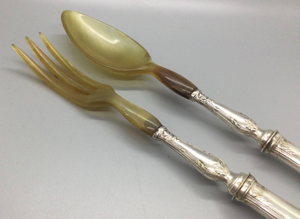 Late 19thC French horn and silver servers c1880 View VIII
