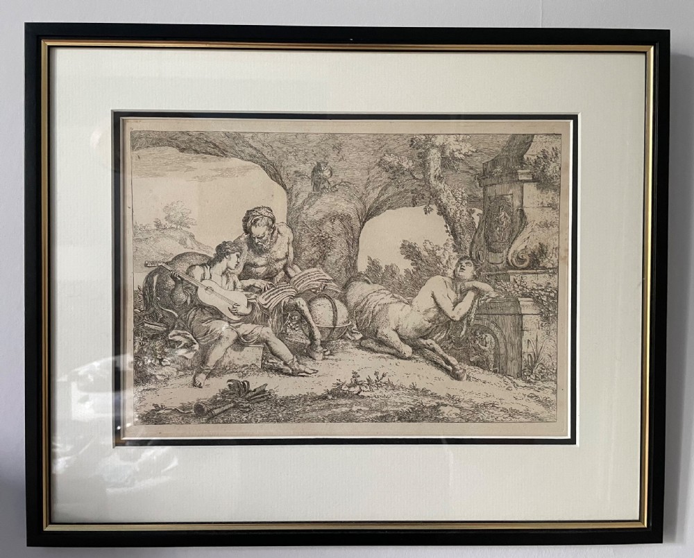 18thc engraving of Achilles and Chiron the centaur c1750