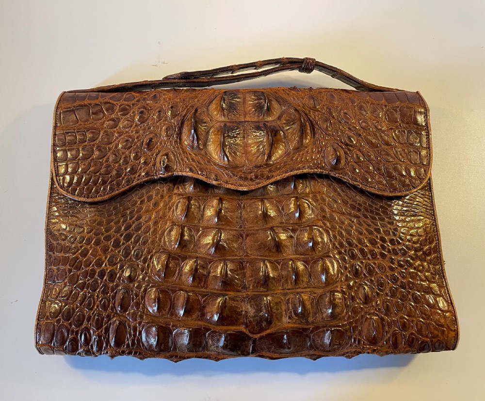  Deco era crocodile handbag and purse c1920