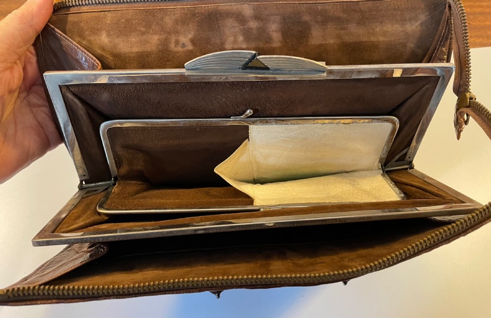  Deco era crocodile handbag and purse c1920 View VIII
