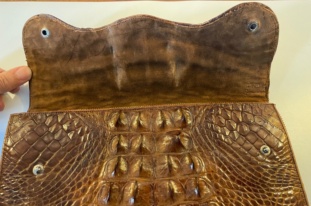  Deco era crocodile handbag and purse c1920 View XIII