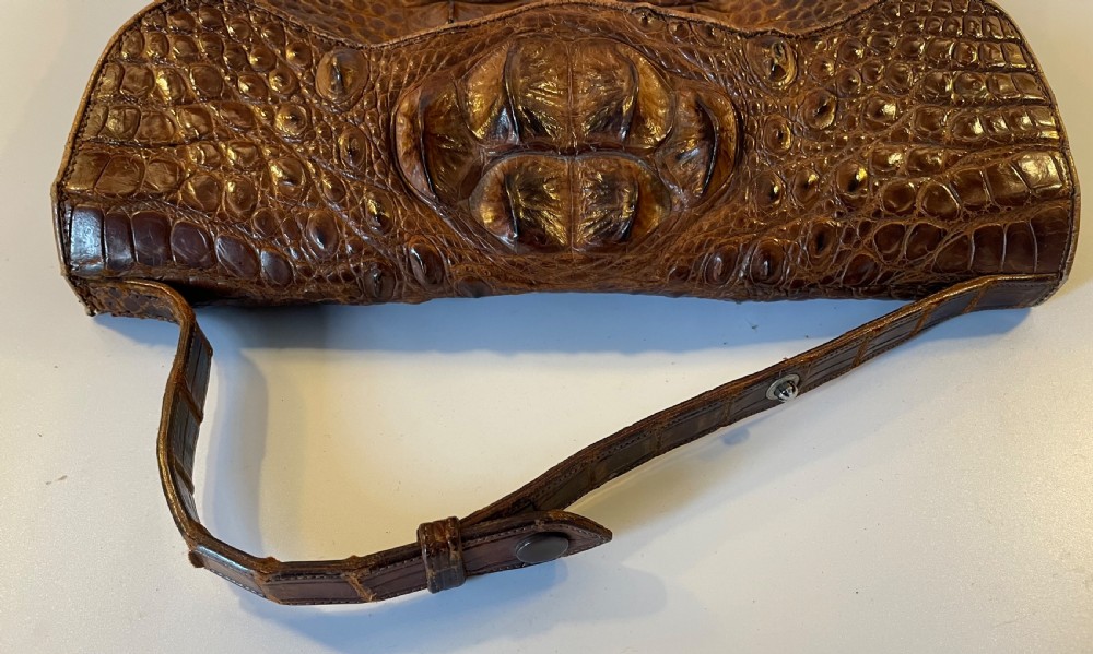  Deco era crocodile handbag and purse c1920 View XIV
