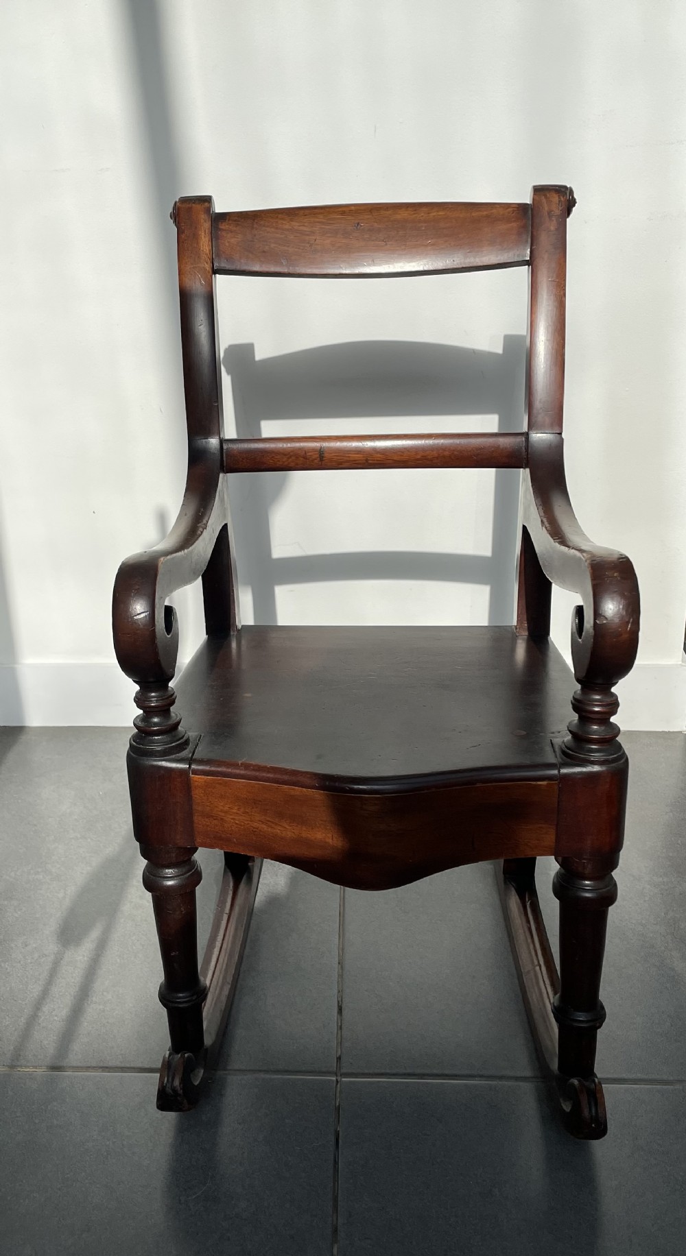 Early 19thc mahogany childs rocking chair c1830