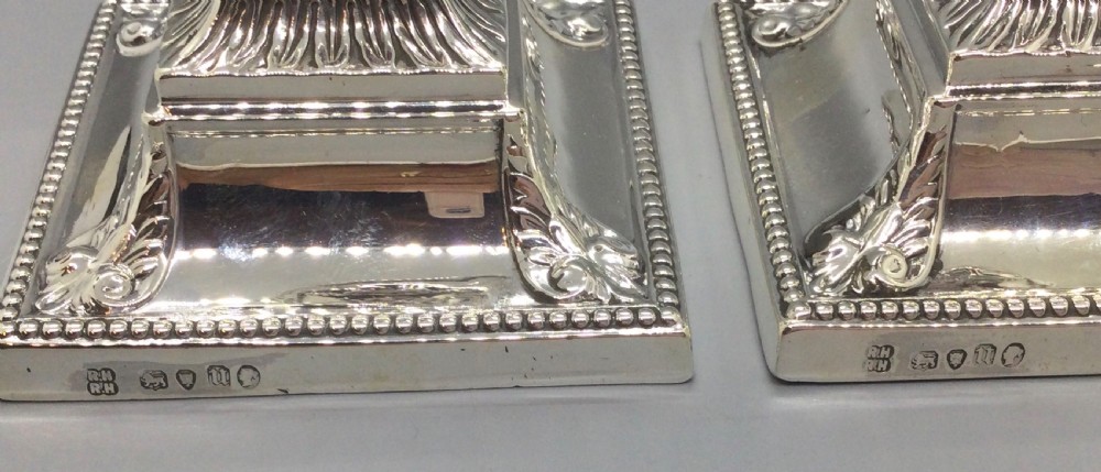 Victorian pair silver candlesticks London 1875 View V
