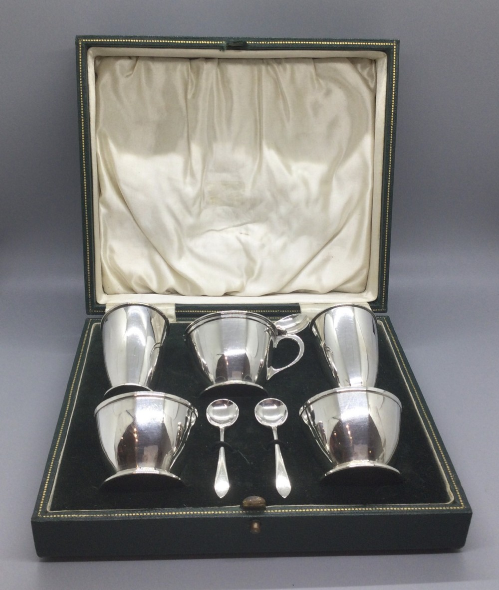 Geo V Deco silver cruet condiment set Sheffield 1936