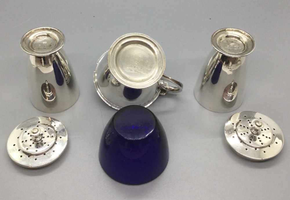 Geo V Deco silver cruet condiment set Sheffield 1936 View V