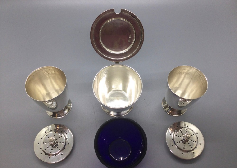 Geo V Deco silver cruet condiment set Sheffield 1936 View VI
