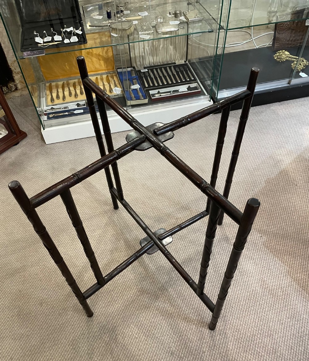 Colonial hardwood folding double tray table c1900 View IV