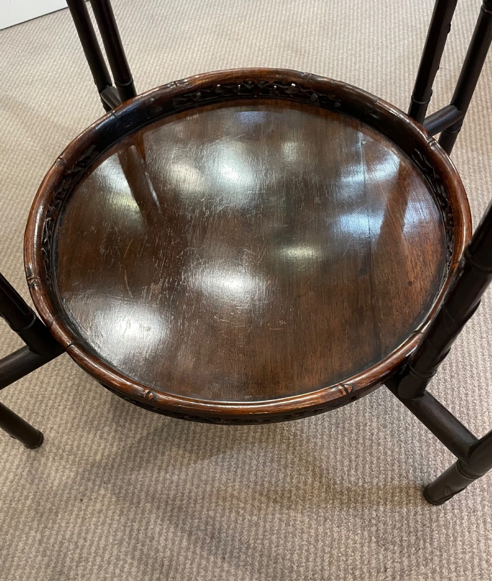 Colonial hardwood folding double tray table c1900 View VII