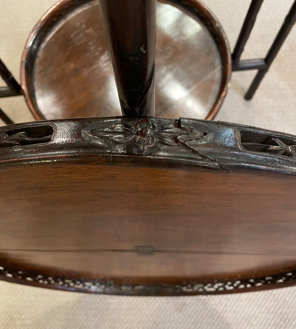 Colonial hardwood folding double tray table c1900 View IX