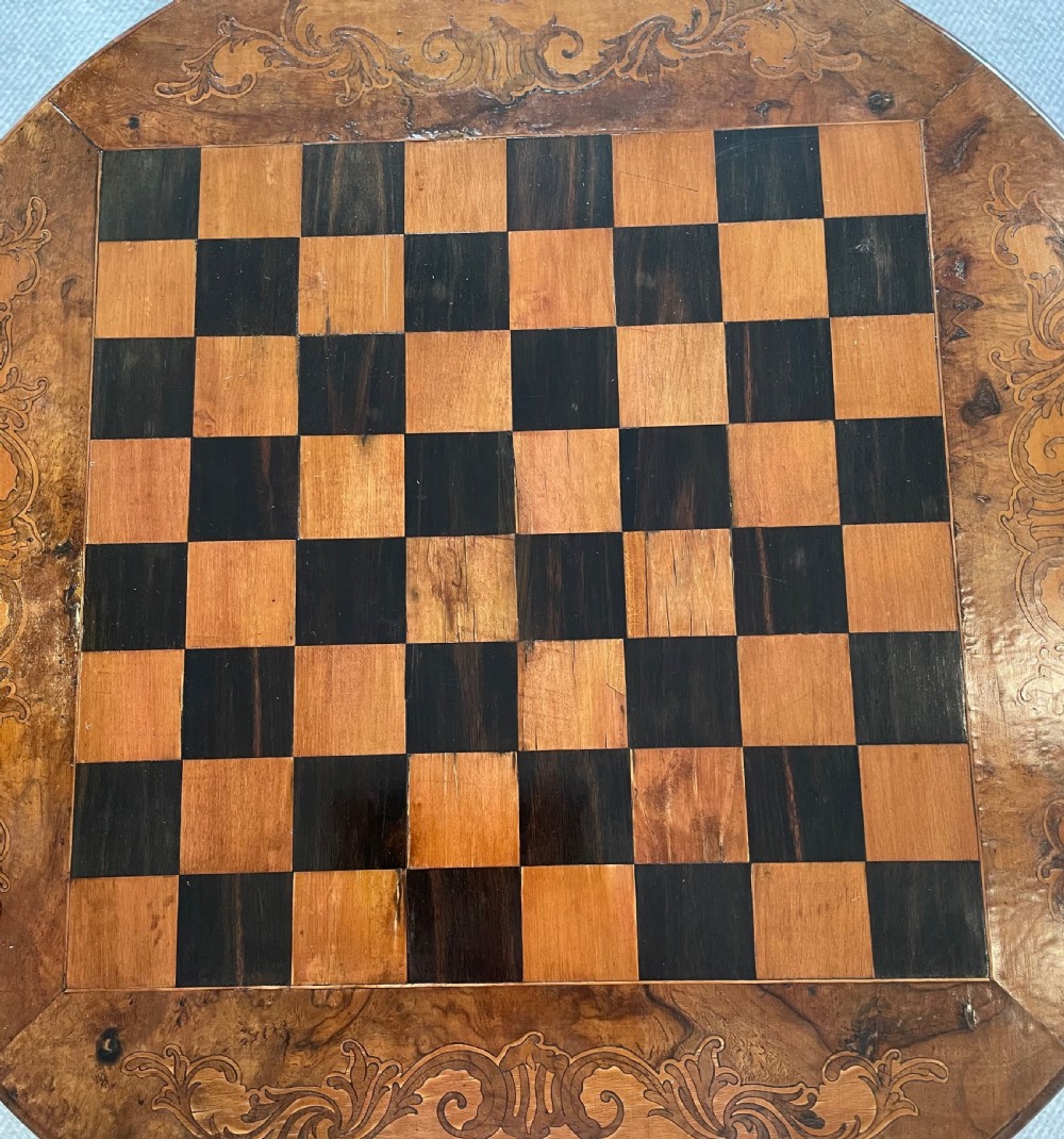 Early Victorian walnut games table c1850  View III