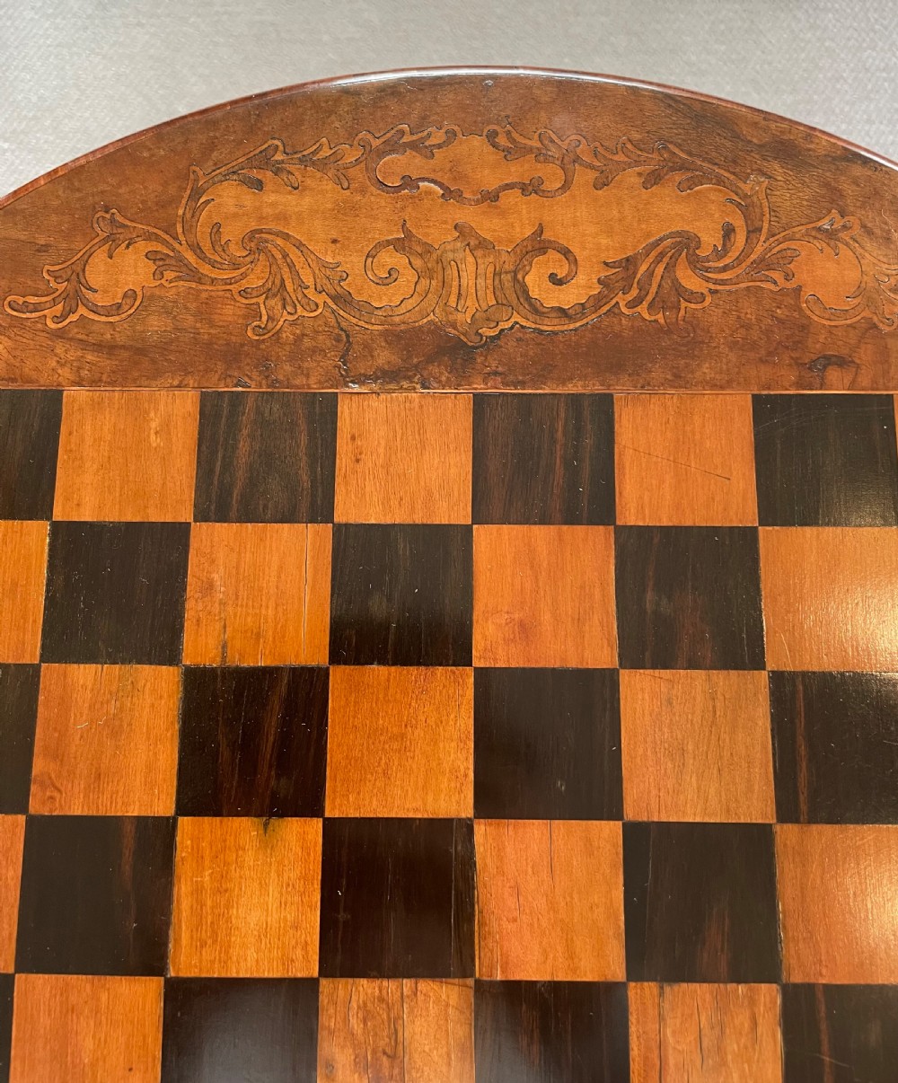 Early Victorian walnut games table c1850  View V