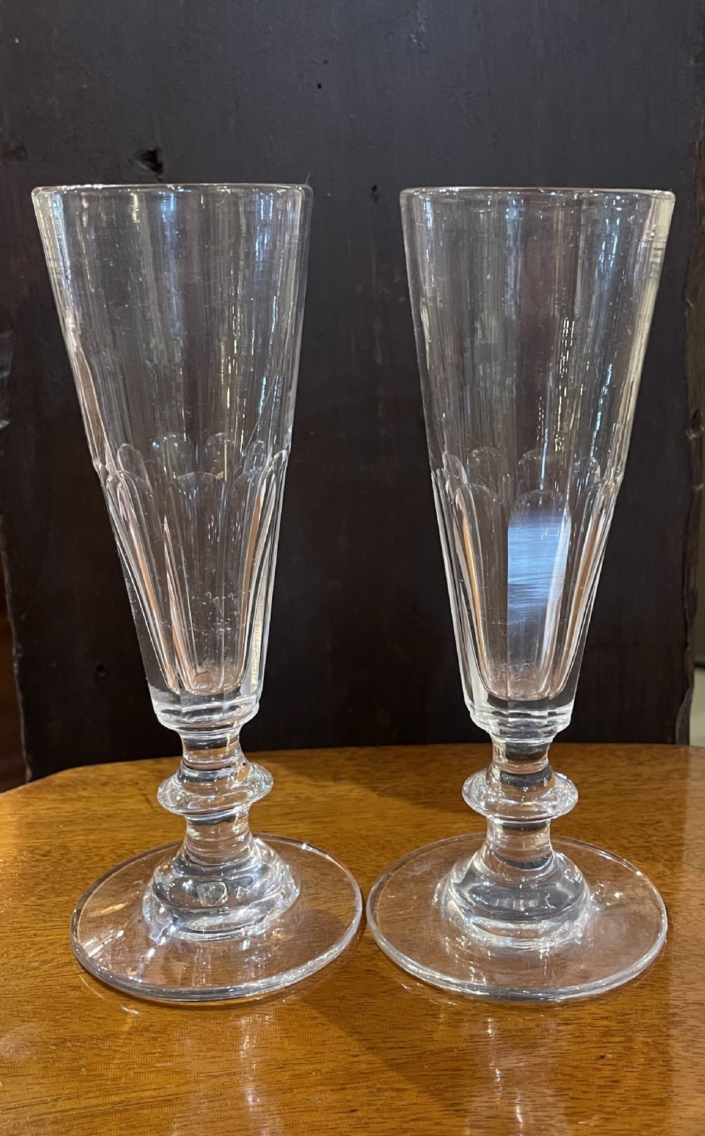 Late 19thc French pair champagne flutes c1880