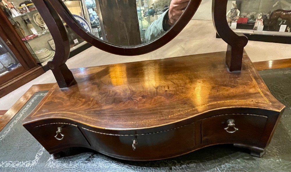 Edwardian mahogany shield dressing mirror c1900 View II