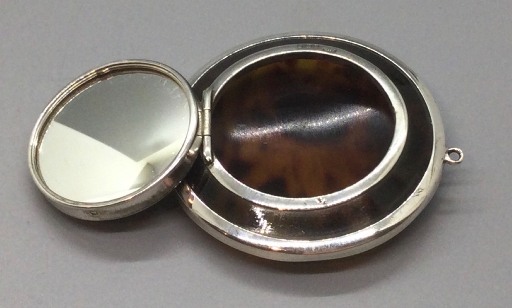 Geo V silver tortoiseshell compact mirror Birmingham 1924 View VIII