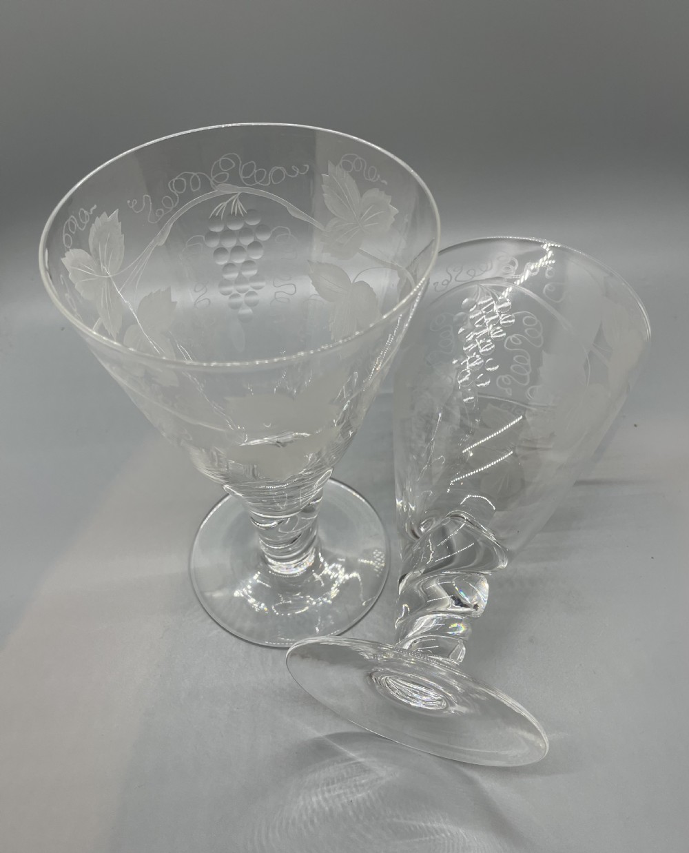 Quality pair of crystal wine goblets c1930 View III