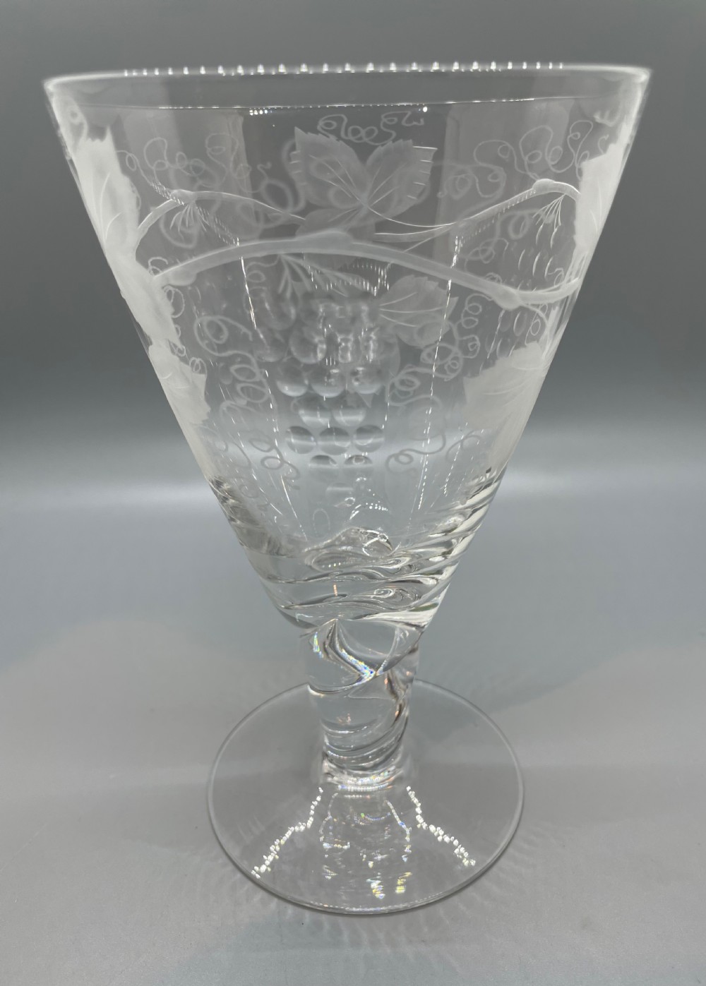 Quality pair of crystal wine goblets c1930 View IV