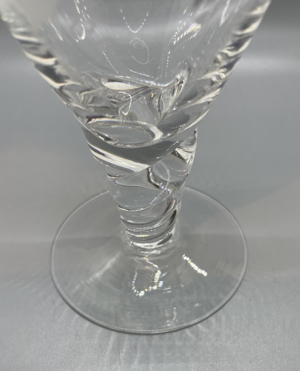 Quality pair of crystal wine goblets c1930 View V
