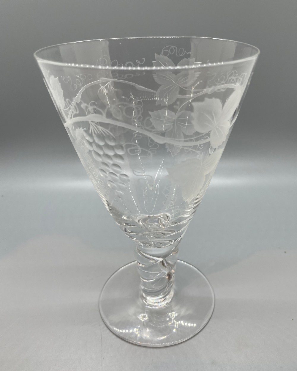 Quality pair of crystal wine goblets c1930 View IX