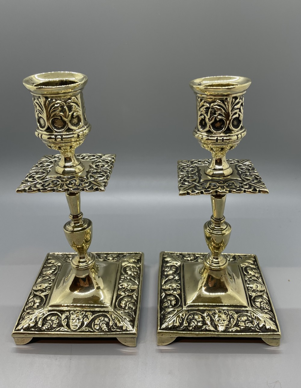 19thc Victorian brass candlesticks c1860